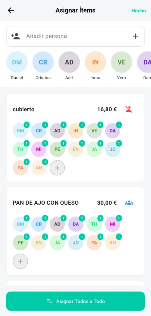 Asignación de Productos